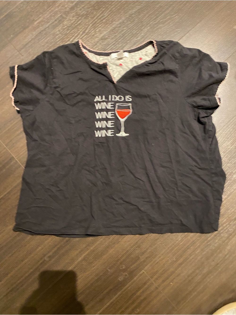 René Rofé Sleepwear Wine Womens 3X Black Shirt